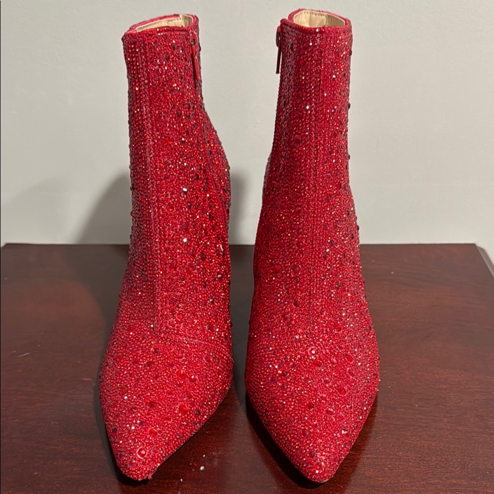 Elegant Red Women's Ankle Boots